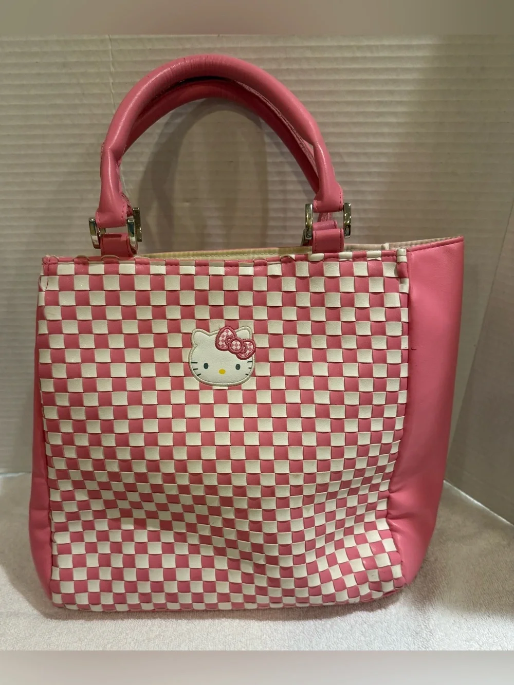 Hello Kitty Checkered Pink And White Bag-Vintage Sanrio Spring 2007 Collection
